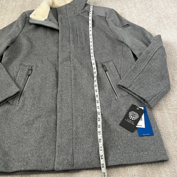 NWT Vince Camuto Faux Shearling Wool Blend Gray Pea Coat L - Picture 5 of 12